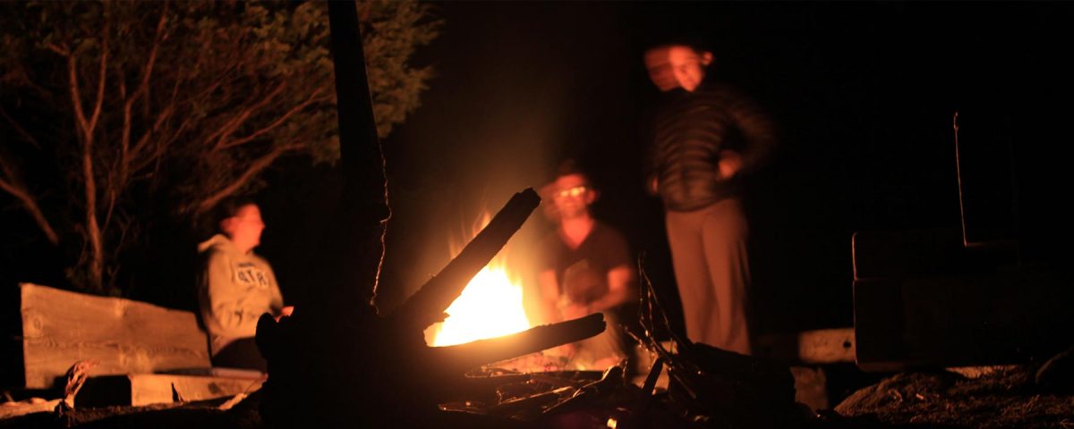 Campers at campfire San Juan Island