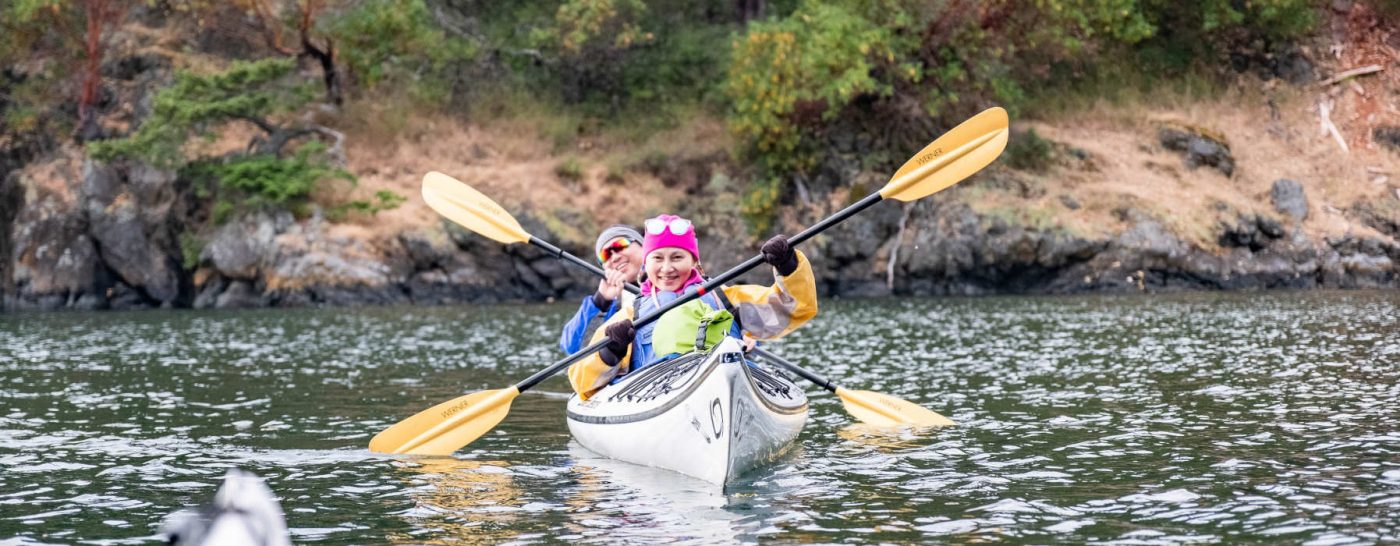 guests in tandem kayak in Friday Harbor