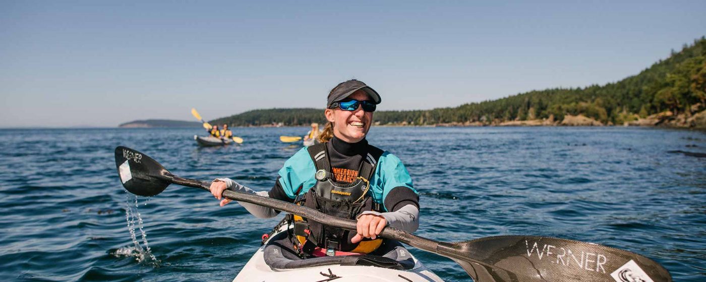 Sea kayak guide Kelly Yelverton with guest