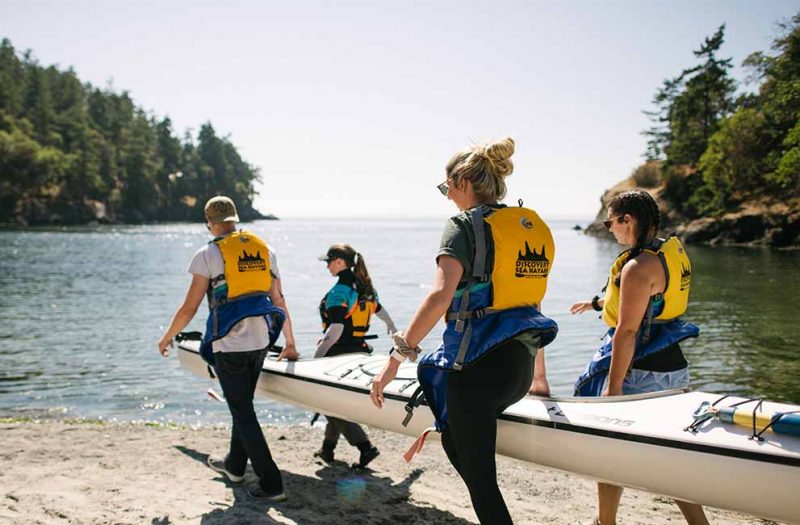 Carrying Kayaks on Kayak Tour